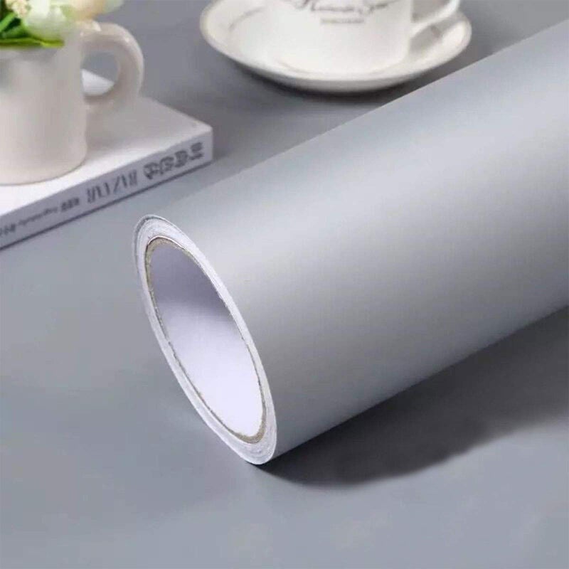 practicalWs Gray Self-Adhesive Wallpaper Film Stick Paper Easy to Apply Peel and Stick Wallpaper Shelf Liner Table Cabinet and Door Reform Wall Paper 15.75 Inch by 9.8 Feet - Image 1